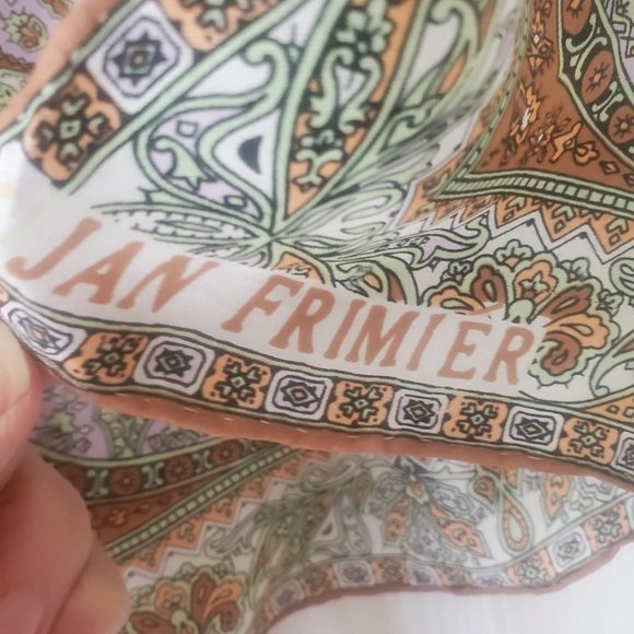 Vintage Jan Frimier Persian Style Brown and Pink Rectangle Scarf - Picture 4 of 7